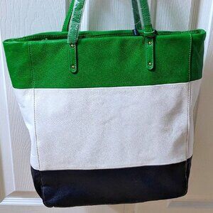 Women’s Green White Black Colorblock Tote Bag